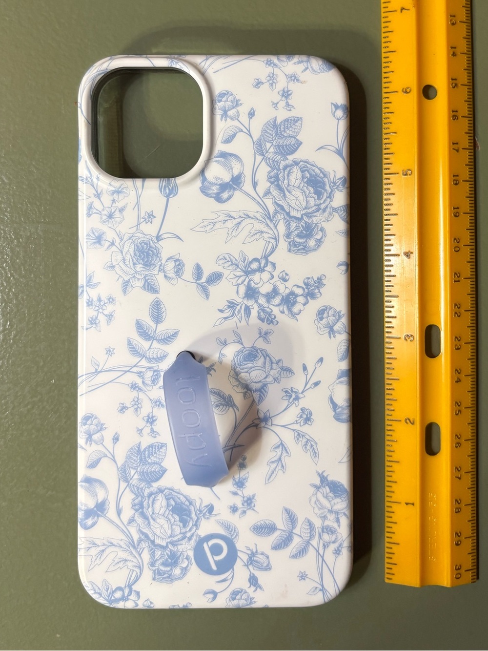 Loopy Case Blue Floral Toile iPhone 13/14 6.1” Phone Case with Loop Grip